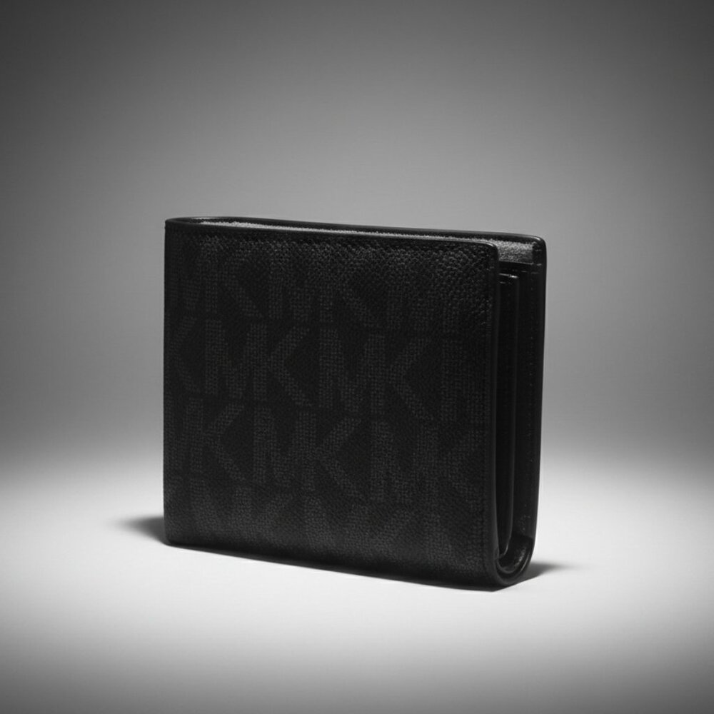 Michael Kors Men's Black Jet Leather Bifold Wallet Card Case NWT One Size 98 - Picture 2 of 9